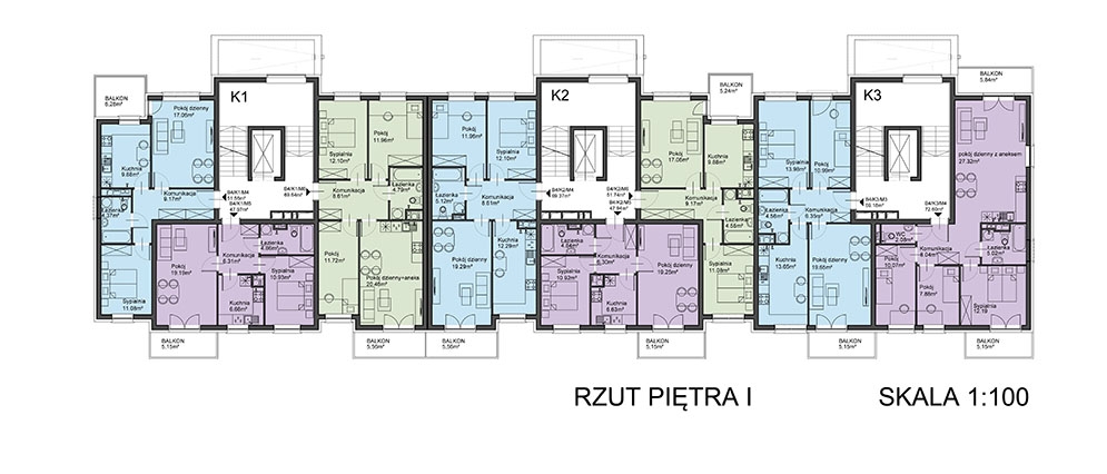 OSIEDLE CZARTORYSKIEGO - Budynek B4 - BUDYNEK SPRZEDANY - Piętro 1 - sprzedane