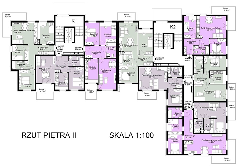 OSIEDLE CZARTORYSKIEGO - Budynek B3 - BUDYNEK SPRZEDANY - Piętro 2 - sprzedane