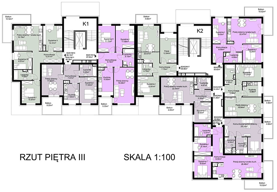 OSIEDLE CZARTORYSKIEGO - Budynek B3 - BUDYNEK SPRZEDANY - Piętro 3 - sprzedane